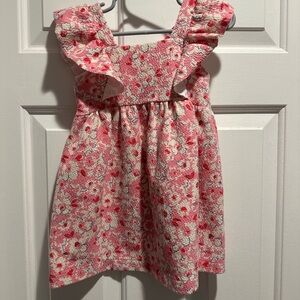 Zara Girls Floral Pink and White Ruffle Dress